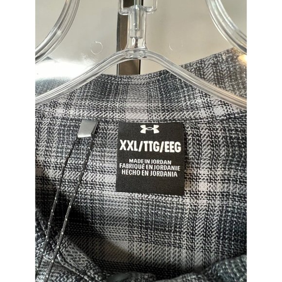 Under Armour Tradesmen Flex Fitted Plaid Flannel Button Down Shirt Size XXL Grey - Picture 5 of 7